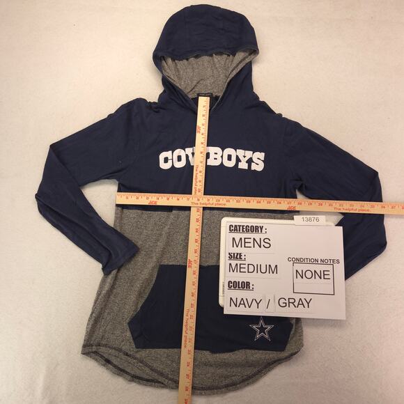 NFL Dallas Cowboys Long Sleeve Outdoor Hoodie Mens Size Medium M Navy Gray - Picture 5 of 8